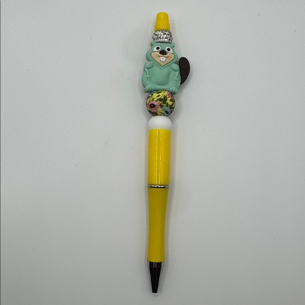 Beaded Pen Handmade Jeweled Beaver - Picture 1 of 1